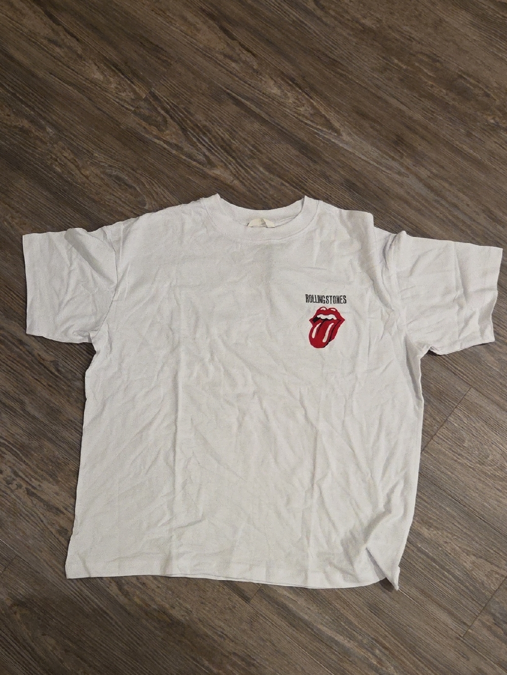 the Rolling Stones White Shirt with Red Tongue Chest Logo